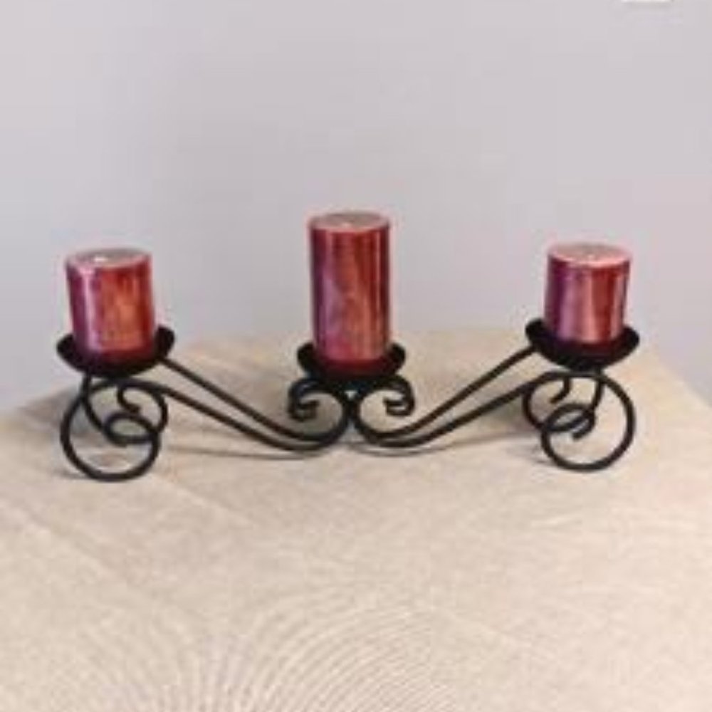 Black Metal Triple Candle Holder
